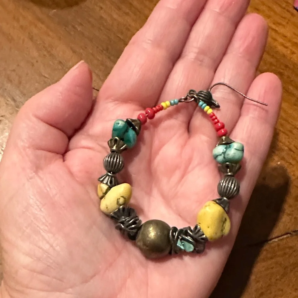 Colorful Beaded Hoop Earrings